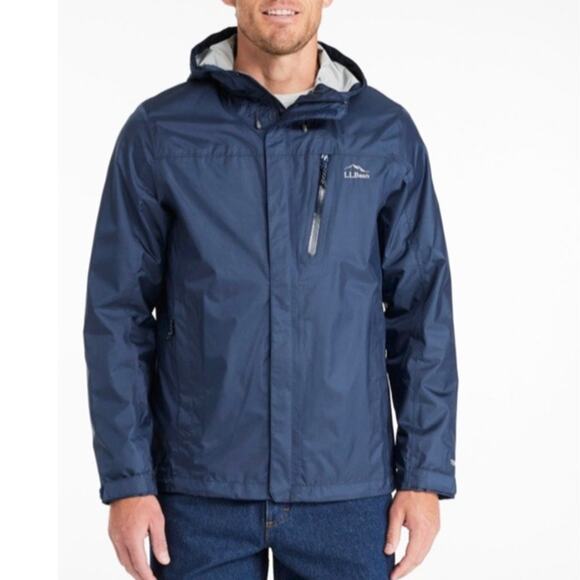 L.L BEAN Mens Trail Model Rain Jacket Large-Tall Blue - Picture 1 of 16